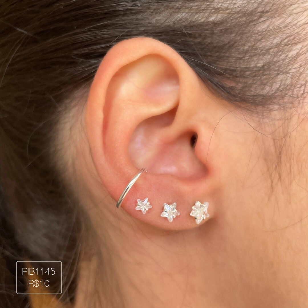 Piercing Fake Liso Fino Prateado